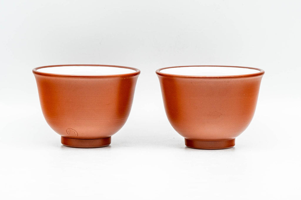 Japanese Teacups - Pair of White Inner-Glazed Tokoname-yaki Guinomi - 55ml