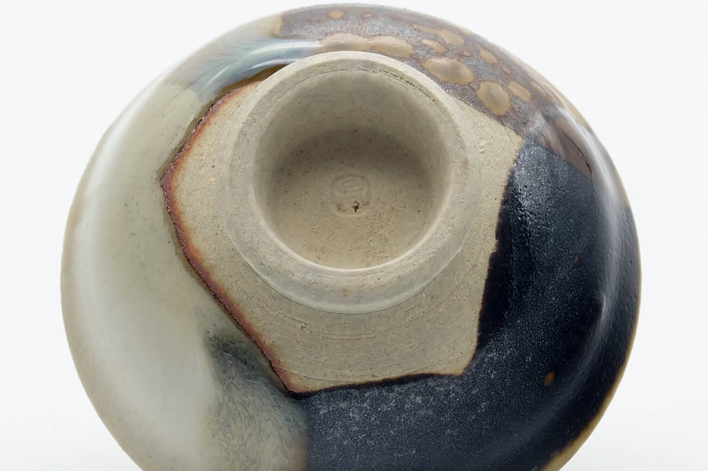 Japanese Teacup - Beige Brown Drip-Glazed Guinomi with Kiribako - 20ml