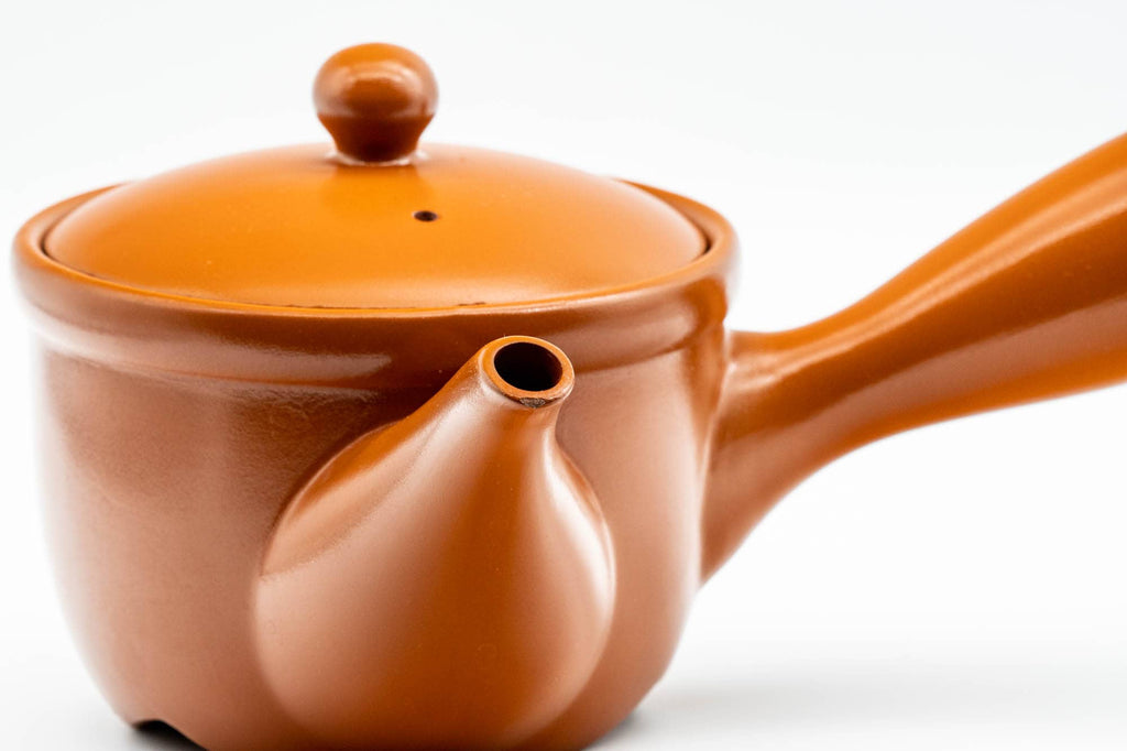 Japanese Kyusu - Red Shudei Tokoname-yaki Mesh Mould-made Teapot - 300ml