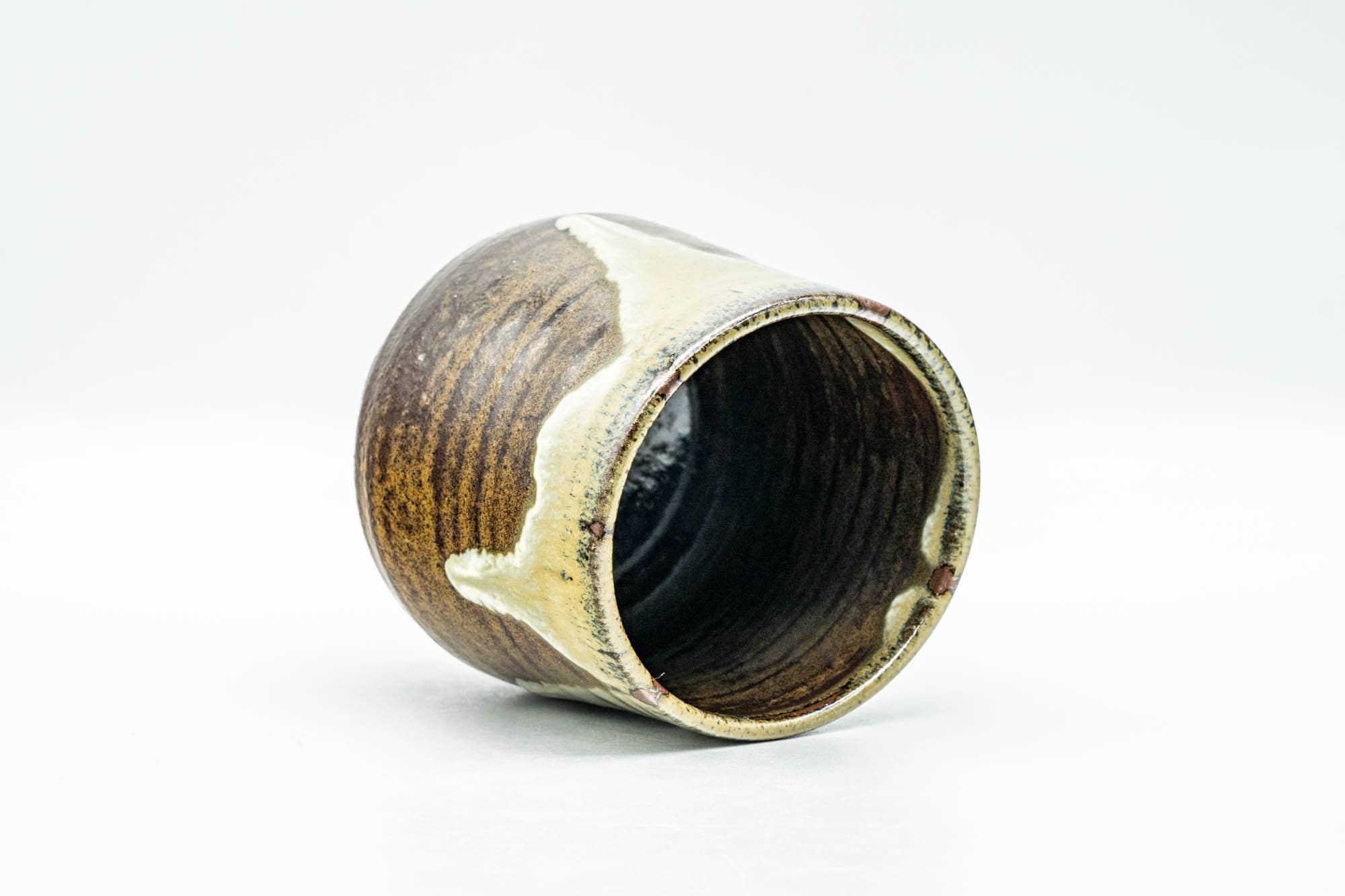 Japanese Teacup - Large Brown Beige Drip-Glazed Yunomi - 240ml