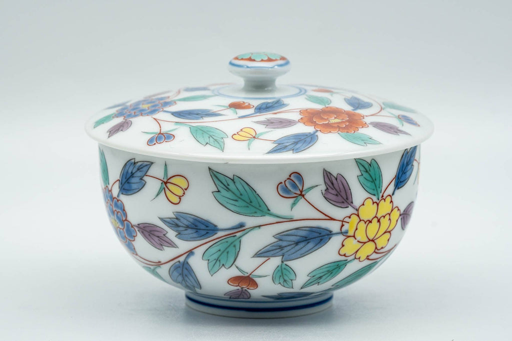 Japanese Teacup - Colourful Floral Arita-yaki Lidded Yunomi - 120ml