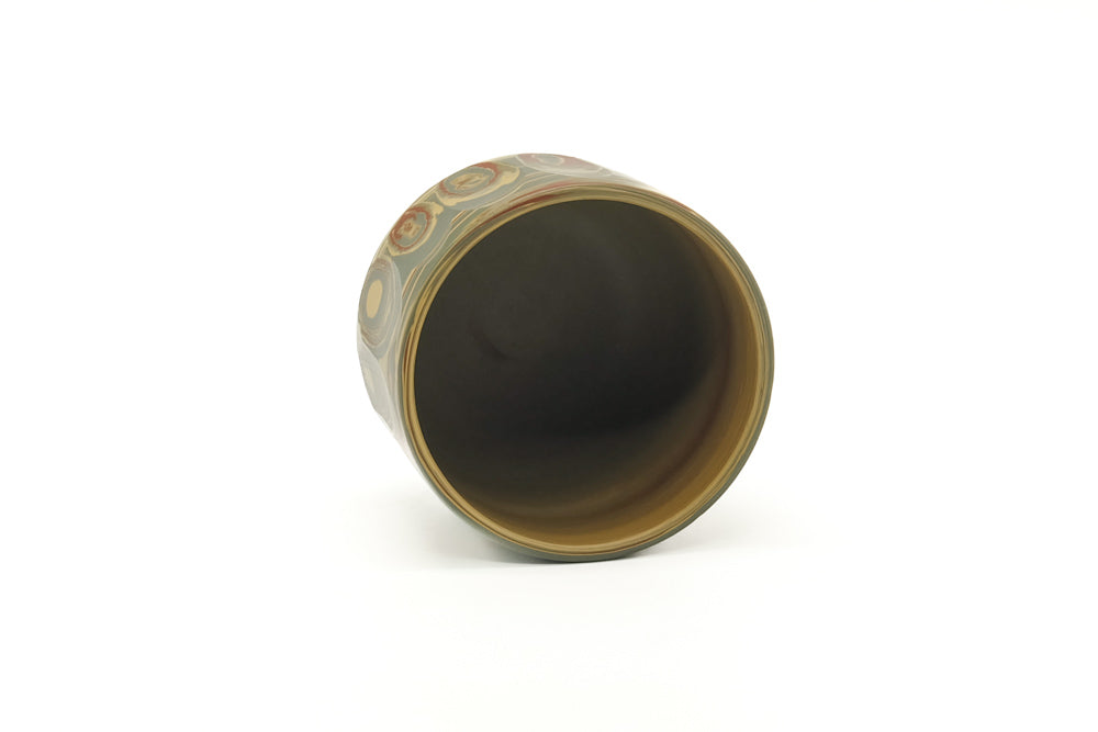 Japanese Teacup - Faceted Green Yellow Red Nerikomi Yunomi - 110ml