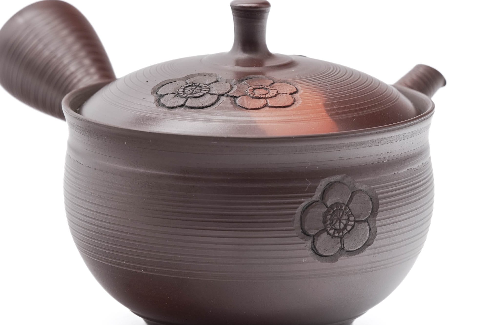 Brown Yōhen Plum Blossoms Tokoname Teapot - 200ml