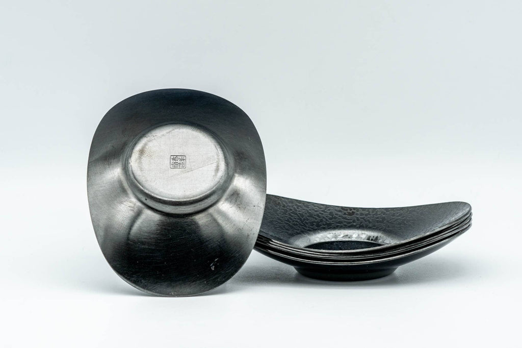 Japanese Chataku - Set of 5 秀夆堂造 Elliptical Shaped Tin Tea Saucers