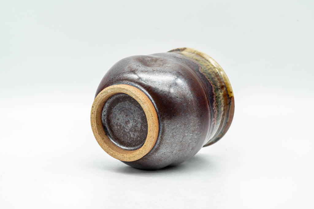 Japanese Teacup - Abstract Brown Yellow Drip-Glazed Wabi-Sabi Yunomi - 130ml