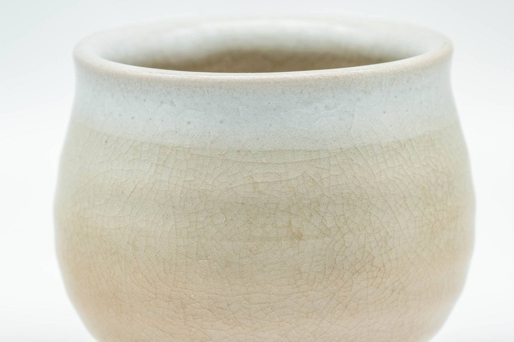 Japanese Teacup - Small Beige and White Hagi-yaki Ushirode Yunomi - 90ml