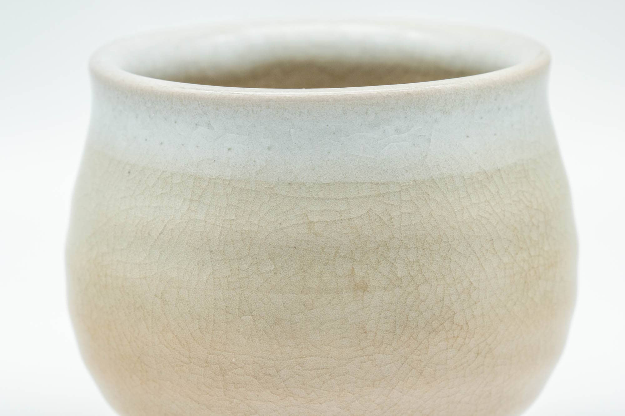Japanese Teacup - Small Beige and White Hagi-yaki Ushirode Yunomi - 90ml
