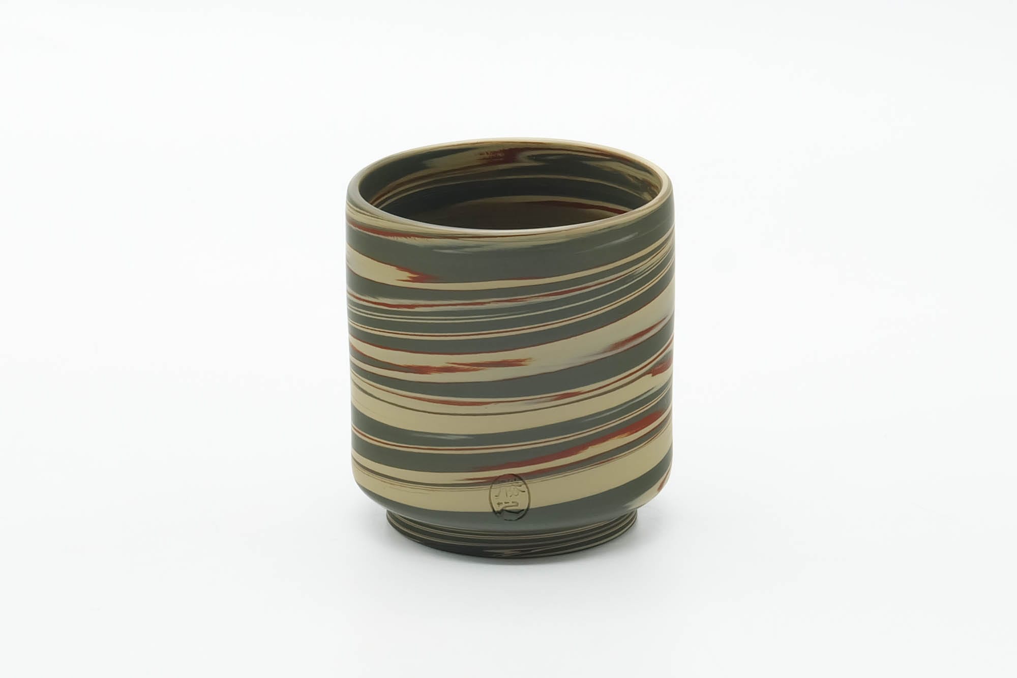 Japanese Teacup - Green Yellow Nerikomi Tokoname Yunomi - 135ml