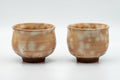 Japanese Teacups - Pair of Beige Brown Gohonte Hagi-yaki Yunomi - 180ml