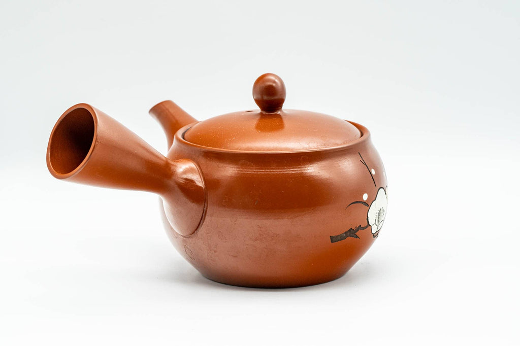 Japanese Kyusu - Plum Blossom Tokoname-yaki Teapot with Mesh Strainer - 350ml