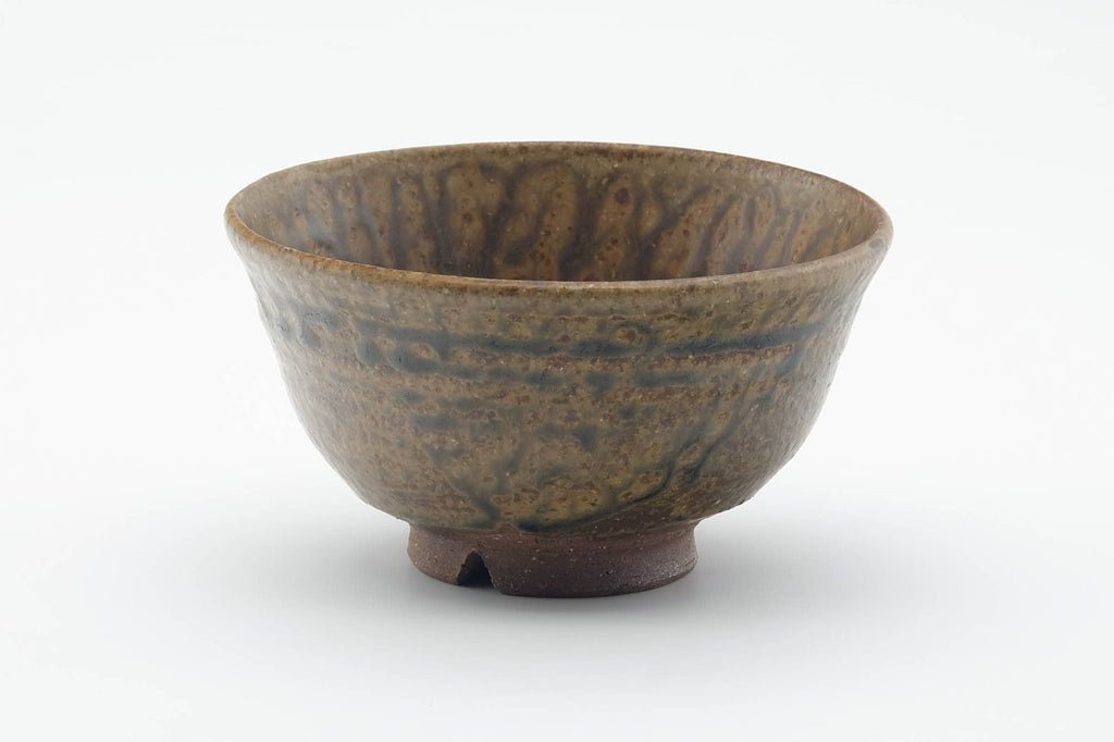 Japanese Matcha Bowl - Brown Green Mottled Drip-Glazed Chawan - 200ml