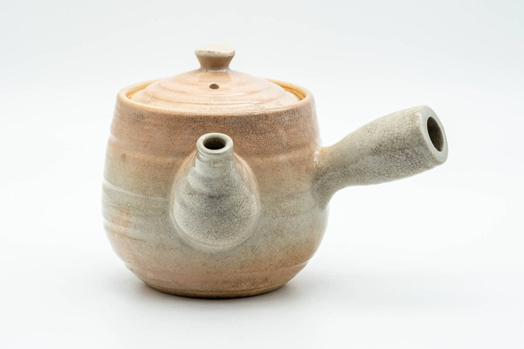 Japanese Kyusu - Beige Pink Spiraling Hagi-yaki Do-ake Teapot - 340ml