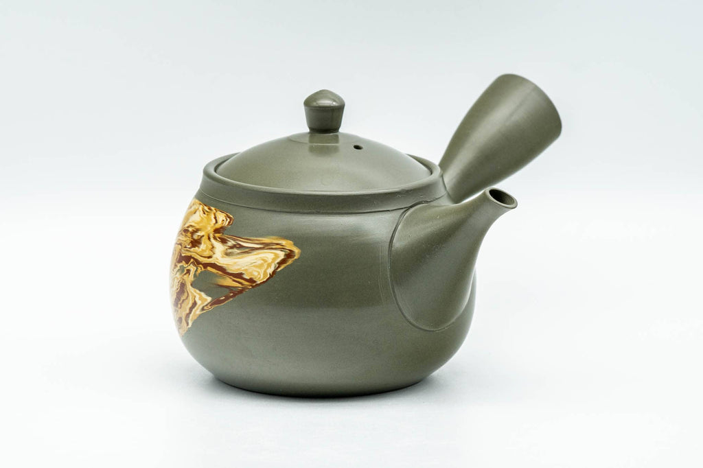 Japanese Kyusu - Gyokko Kiln 玉光 - Green Ryokudei Nerikomi Tokoname-yaki Debeso Teapot - 200ml