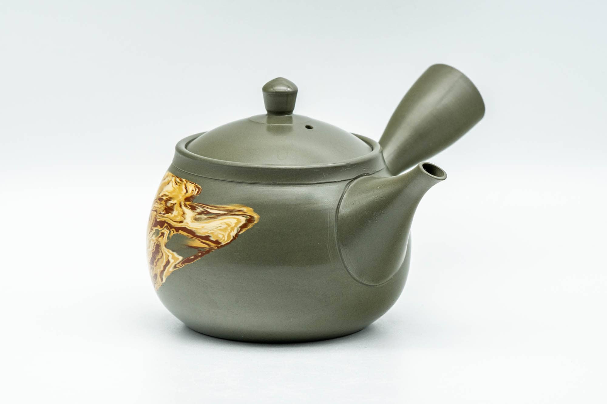 Japanese Kyusu - Gyokko Kiln 玉光 - Green Ryokudei Nerikomi Tokoname-yaki Debeso Teapot - 200ml