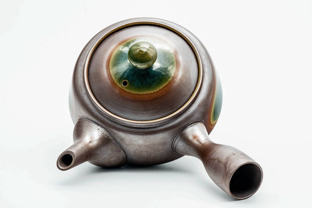 Japanese Kyusu - Ash Green Glazed Banko-yaki Mesh Teapot - 275ml