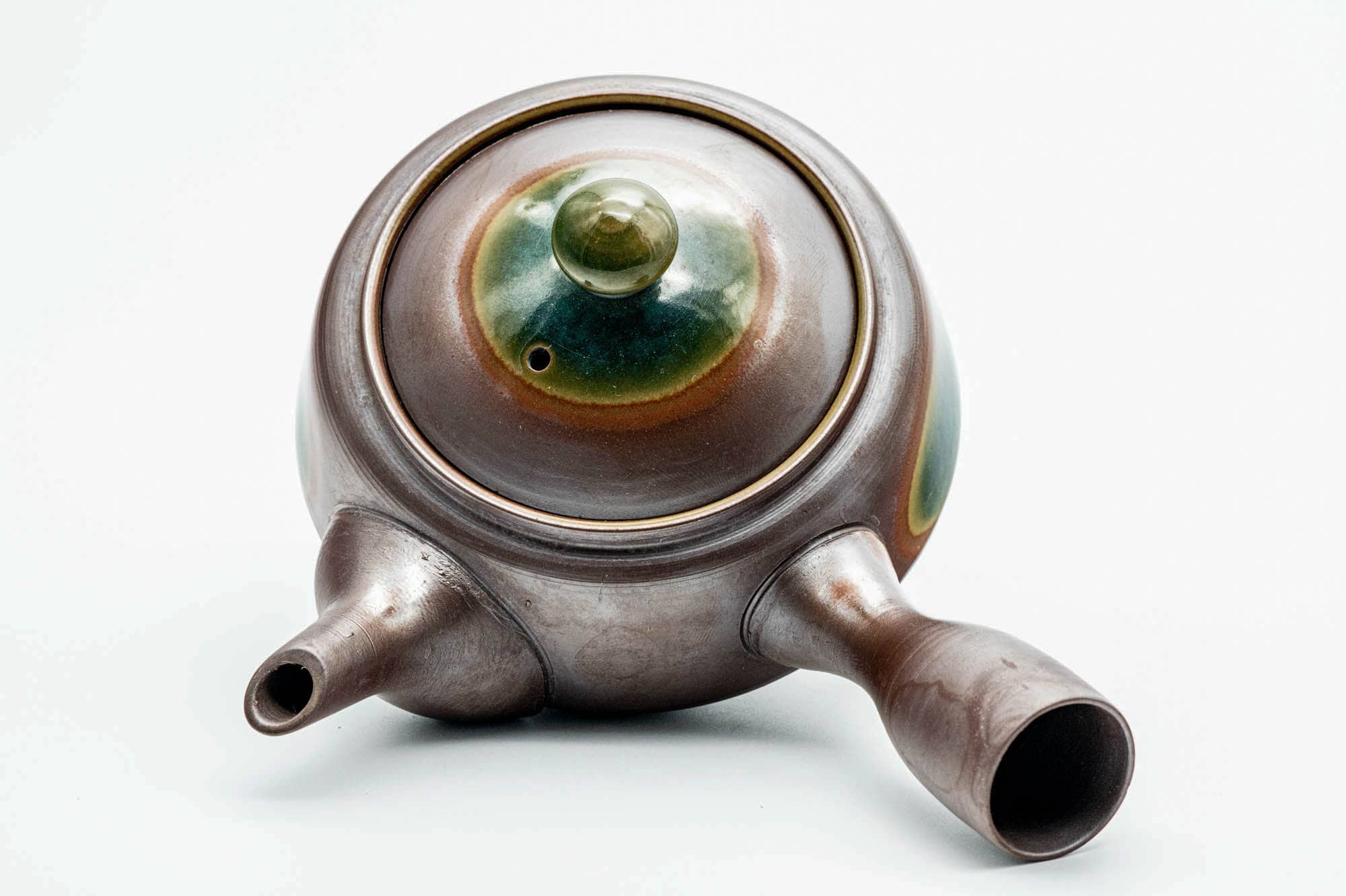 Japanese Kyusu - Ash Green Glazed Banko-yaki Mesh Teapot - 275ml