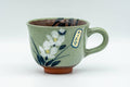 Japanese Teacup - Floral Green Celadon Ushirode Yunomi - 150ml