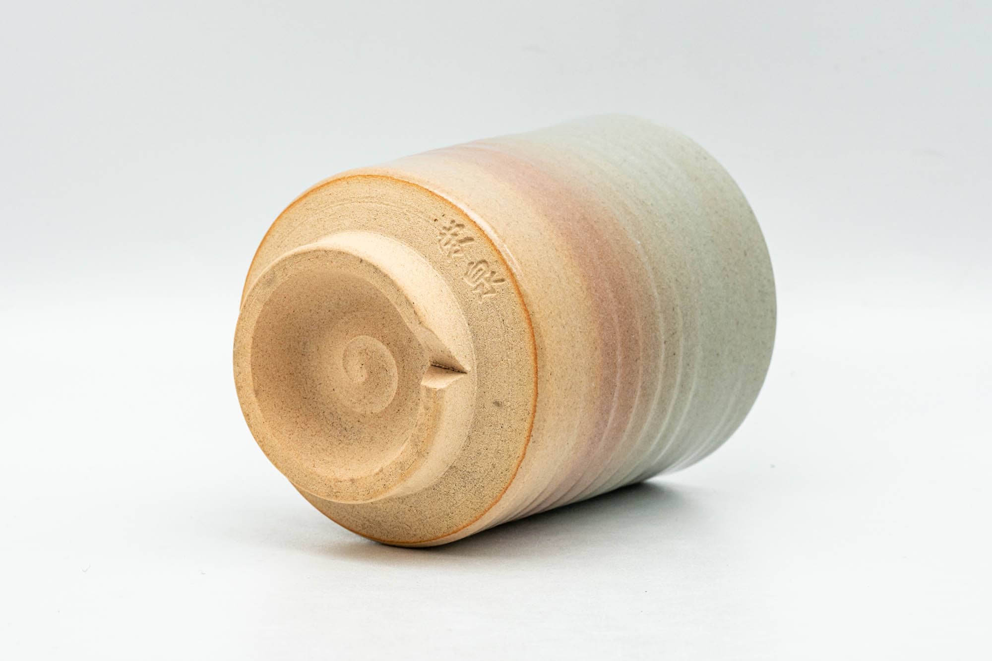 Japanese Teacup - Beige Pink Spiraling Hagi-yaki Yunomi - 160ml