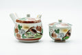 Japanese Tea Set - Floral Birds Kutani-yaki Kyusu Teapot and Lidded Yunomi