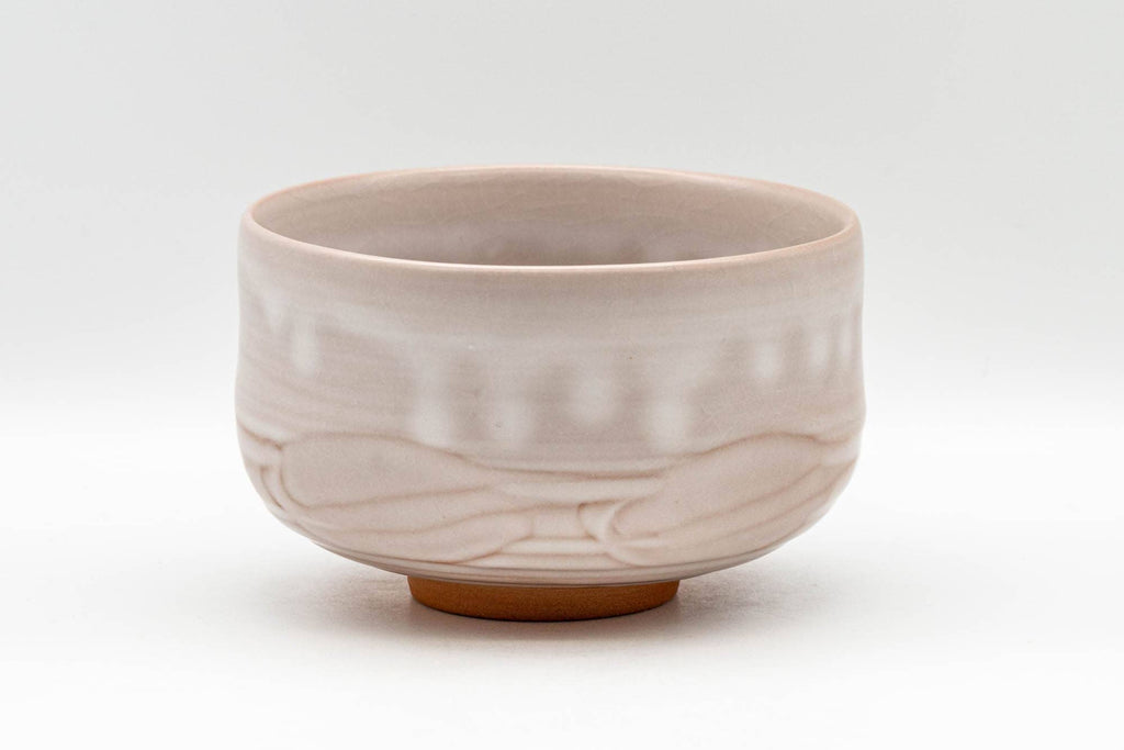 Japanese Matcha Bowl - Milky Pink Drip-Glazed Kyo-yaki Chawan - 400ml