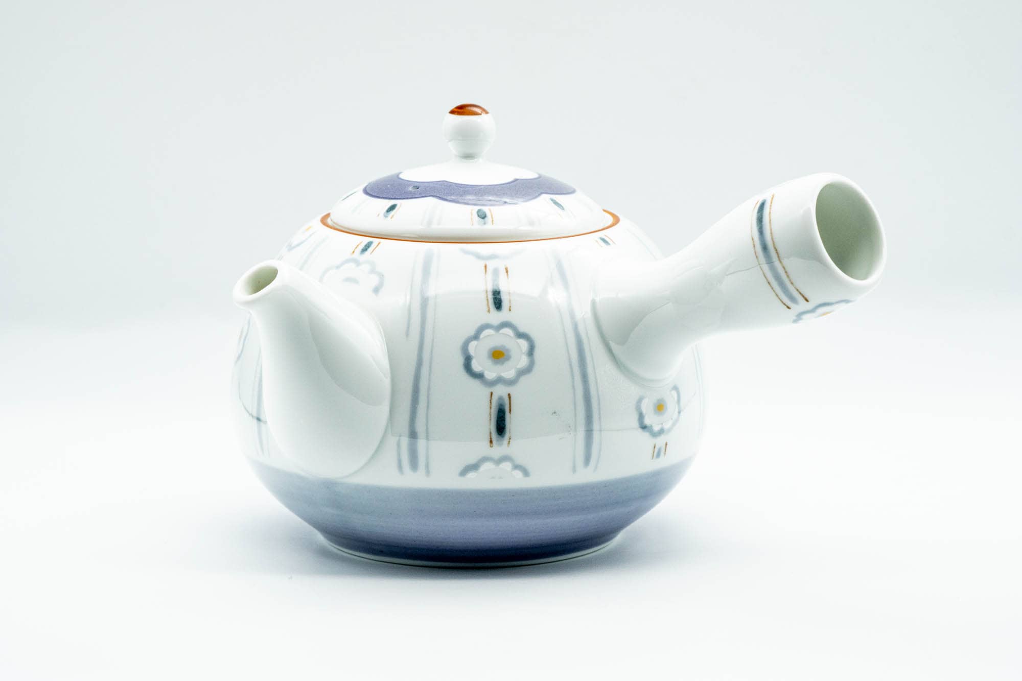 Japanese Kyusu - Chrysanthemum Striped Arita-yaki Debeso Teapot - 500ml