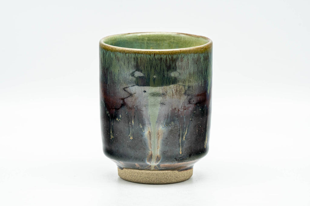 Japanese Teacup - Black Green Drip-Glazed Yunomi - 150ml