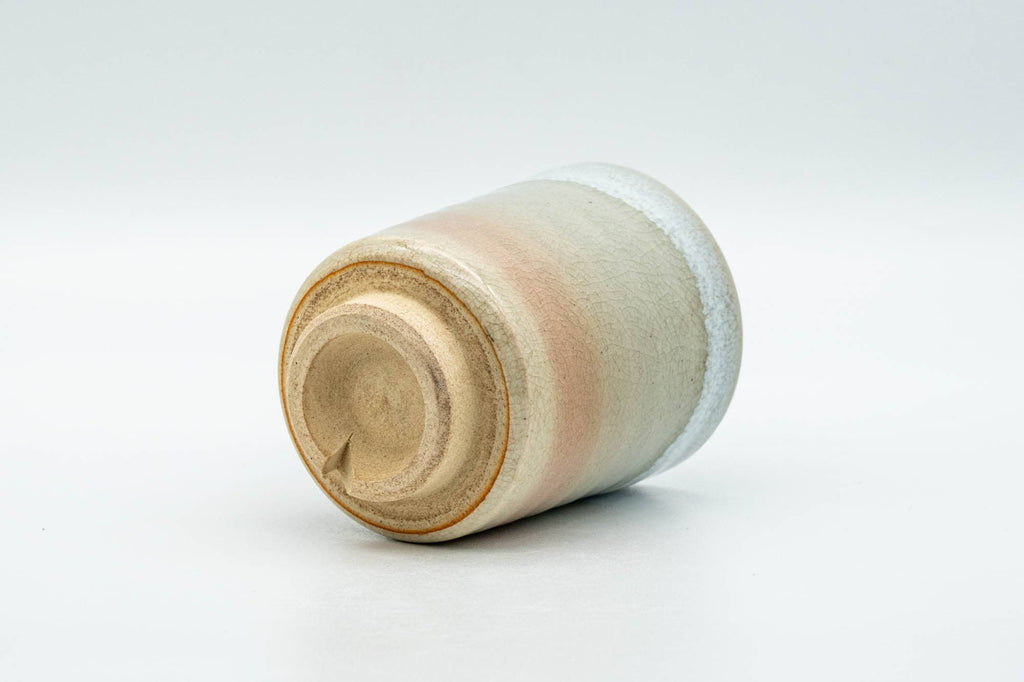 Japanese Teacup - Beige White Peach Tsutsu-gata Hagi-yaki Yunomi - 125ml