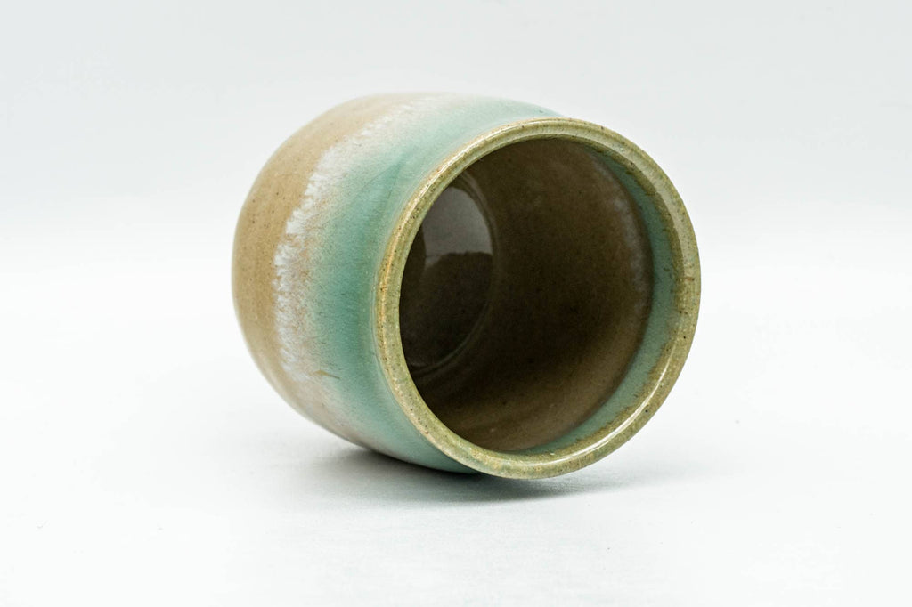Japanese Teacup - Beige Turquoise and White Drip-Glazed Agano-yaki Yunomi - 125ml