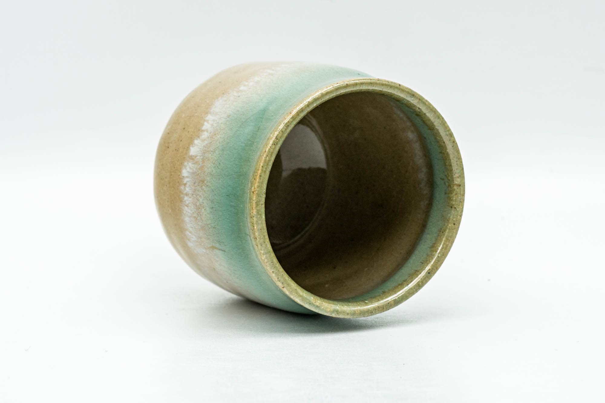 Japanese Teacup - Beige Turquoise and White Drip-Glazed Agano-yaki Yunomi - 125ml