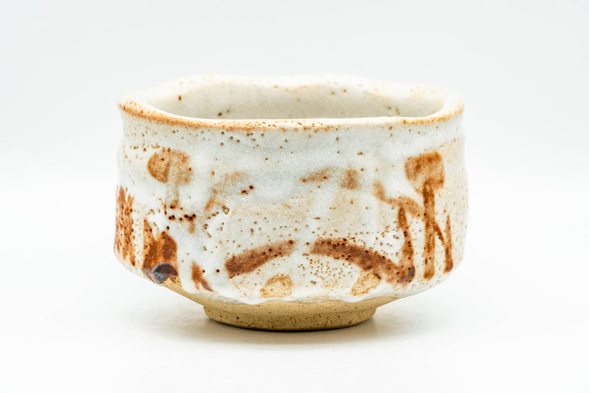 Japanese Matcha Bowl - Orange White Shino Glazed Mino-yaki Chawan - 350ml