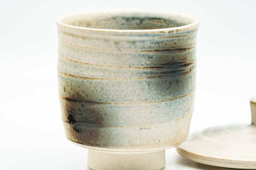 Japanese Teacup - Beige Ash Green Glazed Lidded Yunomi - 150ml