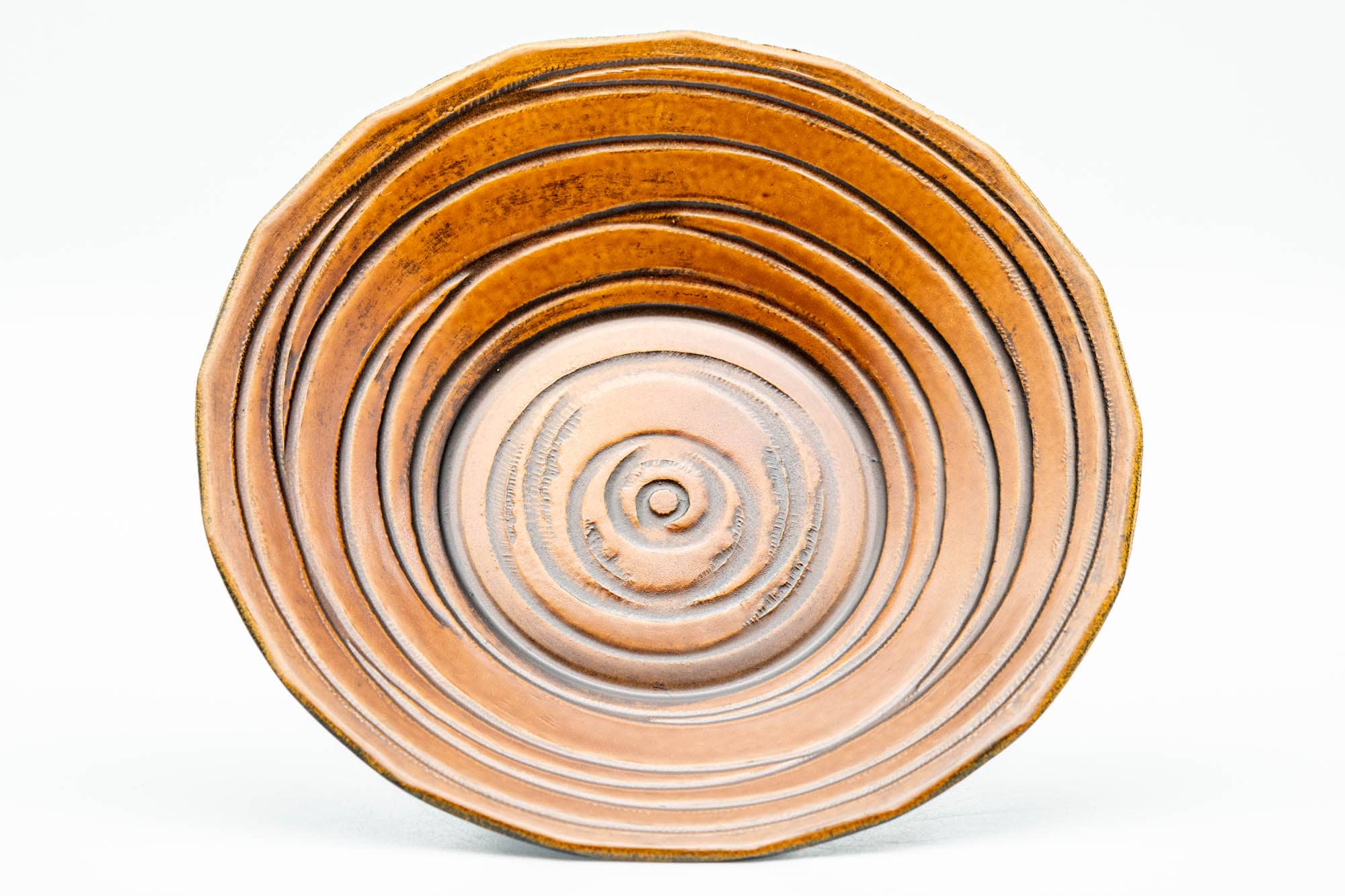 Japanese Chataku - Pair of Textured Wood Lacquer Tea Saucers