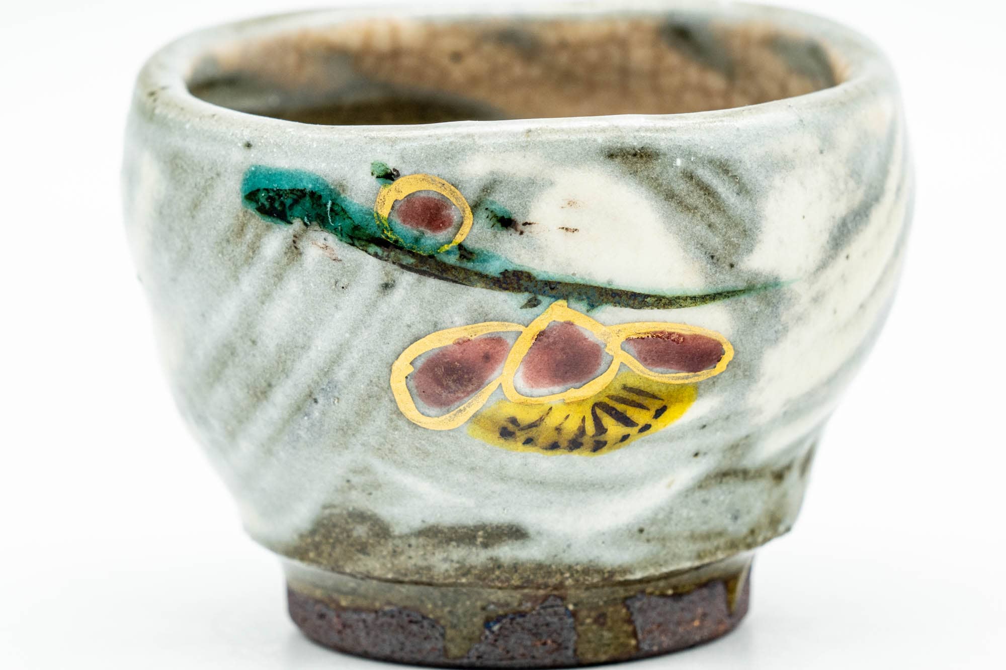 Japanese Teacup - Floral Brush Glazed Guinomi - 50ml