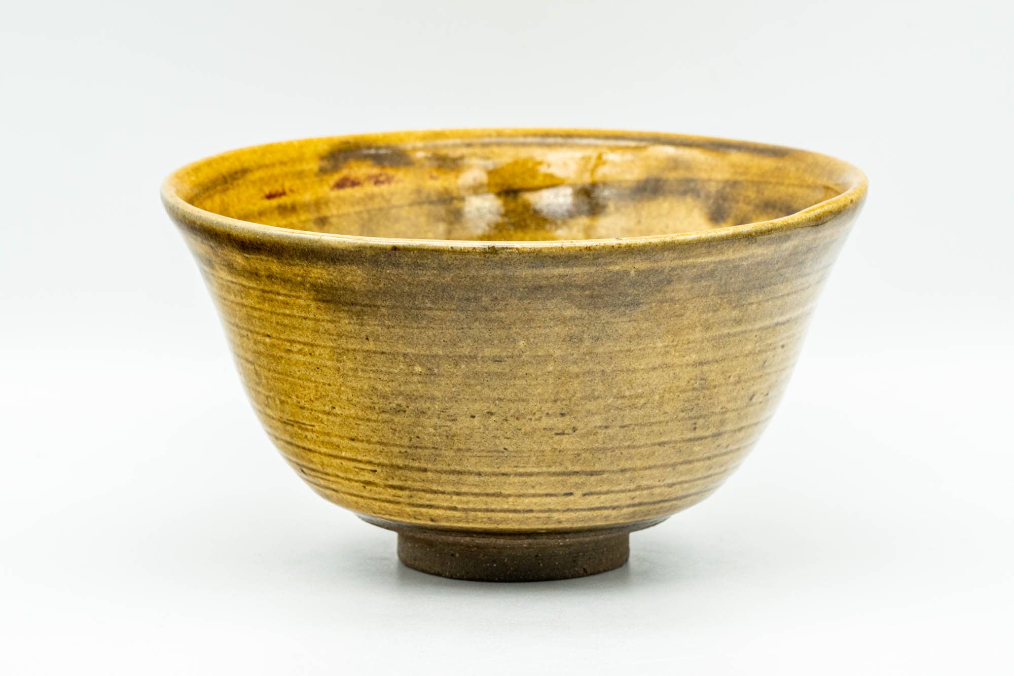 Japanese Matcha Bowl - Yellow Brown Drip-Glazed Hatazori-gata Chawan - 400ml