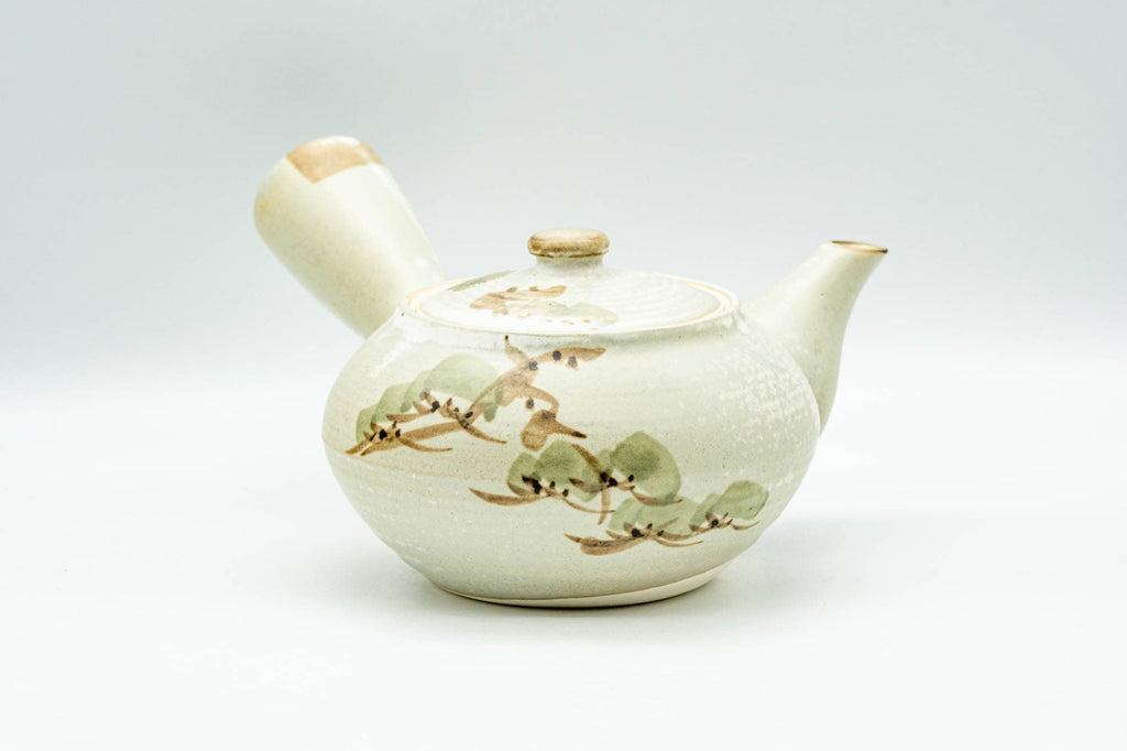 Japanese Kyusu - Beige Foliage Kiyomizu-yaki Debeso Teapot - 300ml