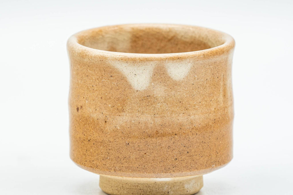 Japanese Teacups - Pair of Milky Beige Drip-Glazed Hagi-yaki Guinomi - 50ml
