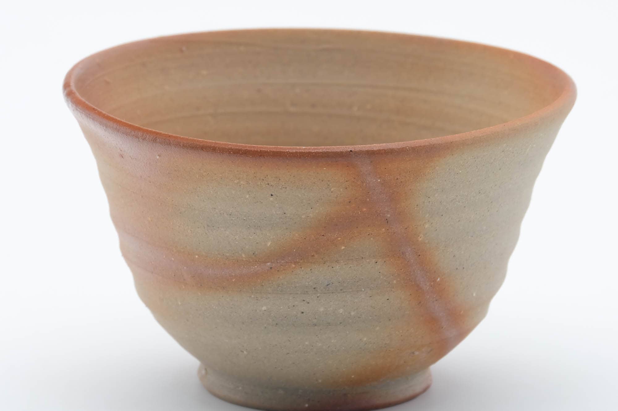 Japanese Teacup - Beige Orange Rice Straw Hidasuki Bizen-yaki Yunomi - 100ml