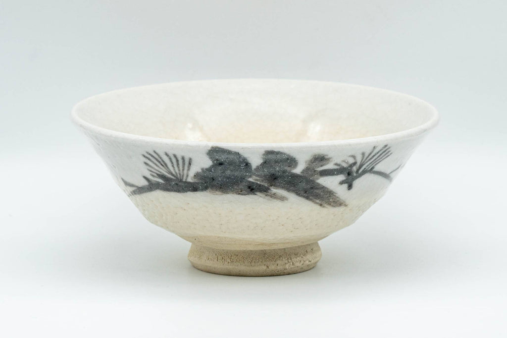Japanese Matcha Bowl - White Shino Glazed Hira-gata Summer Chawan - 150ml