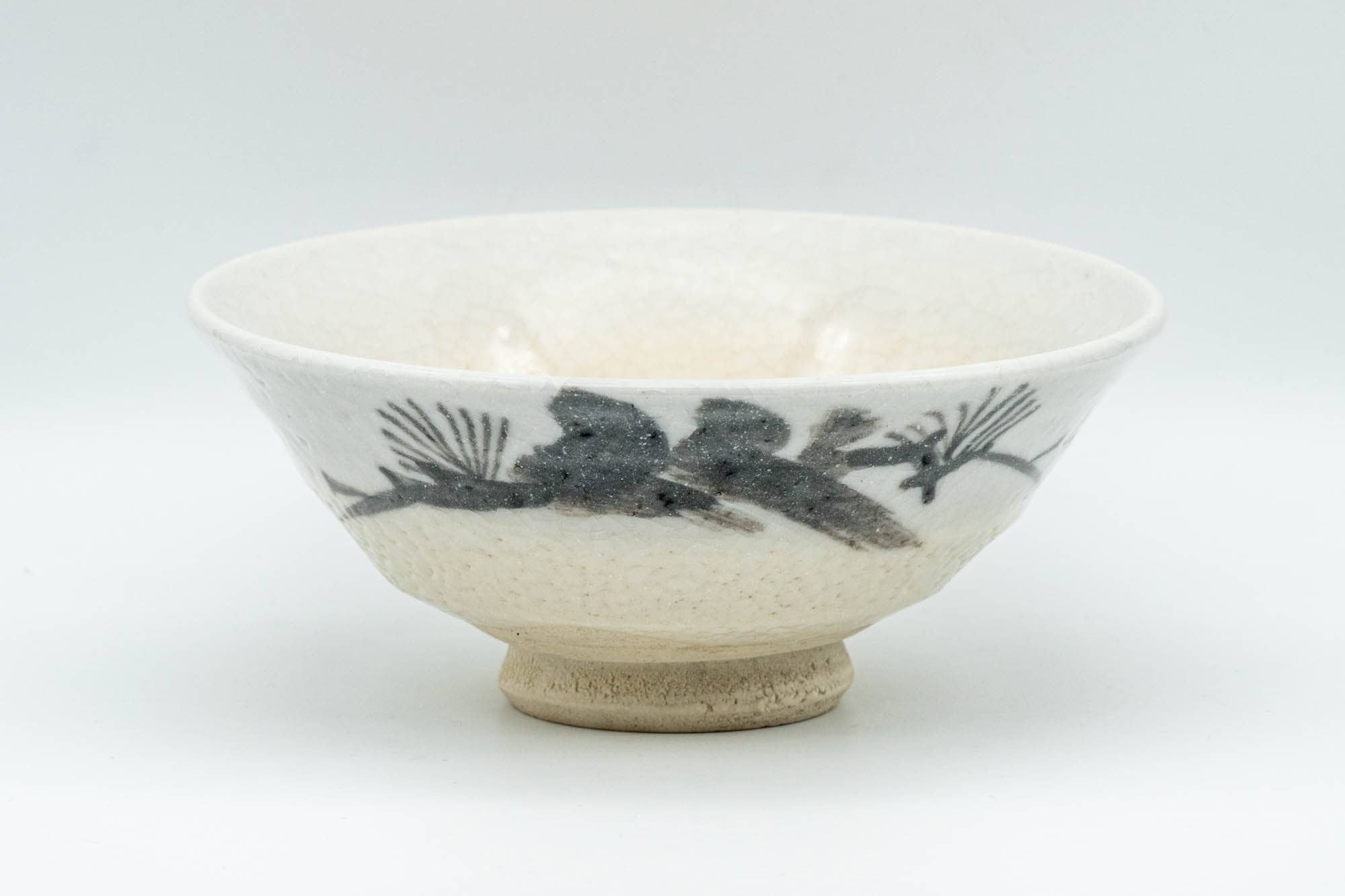 Japanese Matcha Bowl - White Shino Glazed Hira-gata Summer Chawan - 150ml