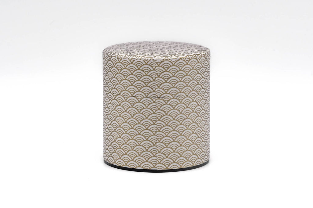Gold White Seigaiha Washi Tea Canister - 100g