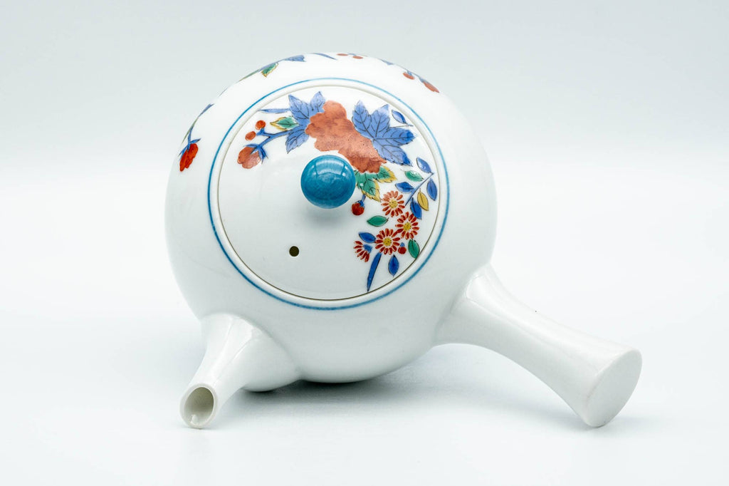 Japanese Tea Set - Floral Arita-yaki Debeso Kyusu Teapot with 5 Yunomi Teacups