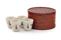 Japanese Tea Set - 4 Yunomi Teacups with Woven Bamboo Basket