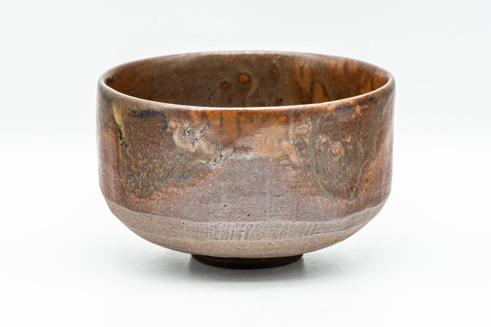 Japanese Matcha Bowl - Mottled Brown-Orange Glazed Hantsutsu-gata Chawan - 300ml