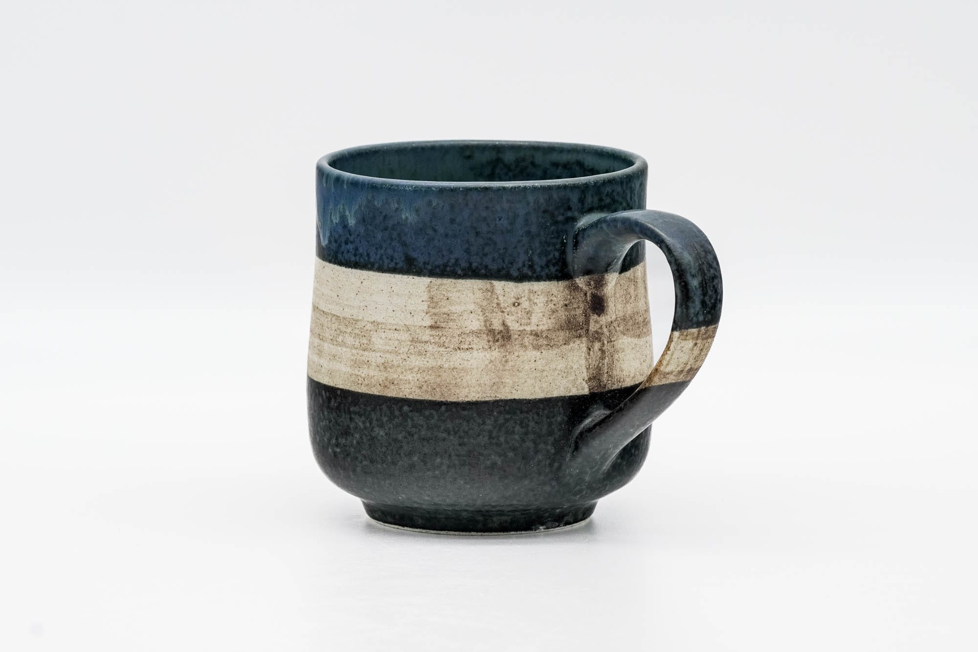 Blue Beige Black Striped Mino-yaki Mug - 280ml