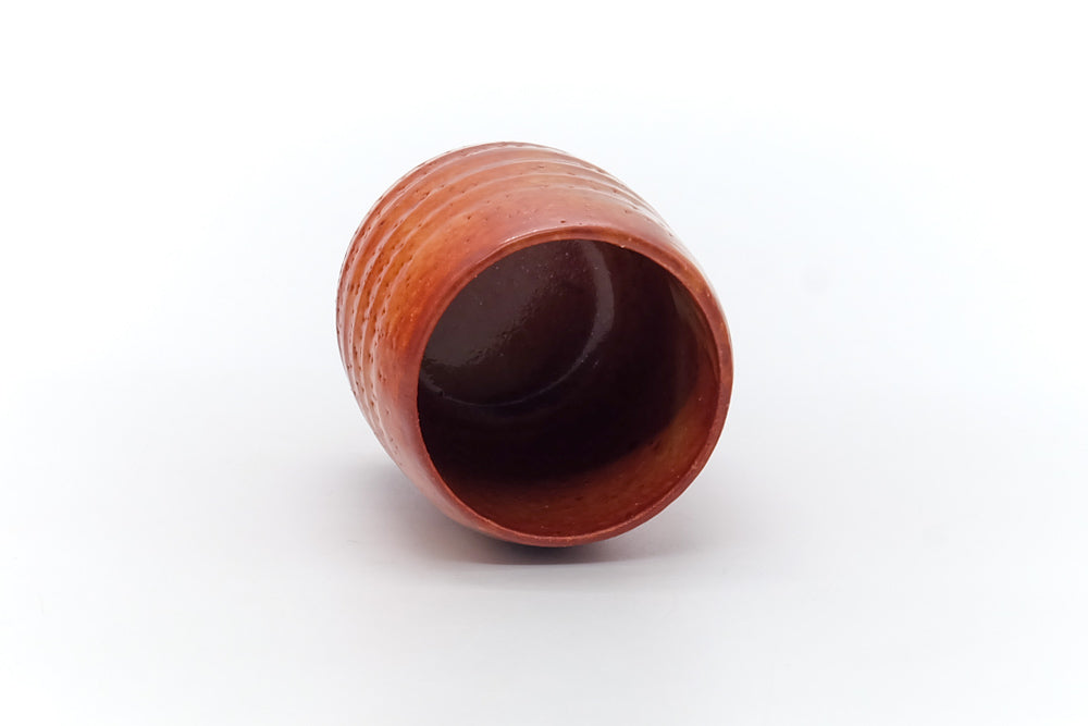 Japanese Teacup - Orange Shino Glazed Mino Yunomi - 100ml
