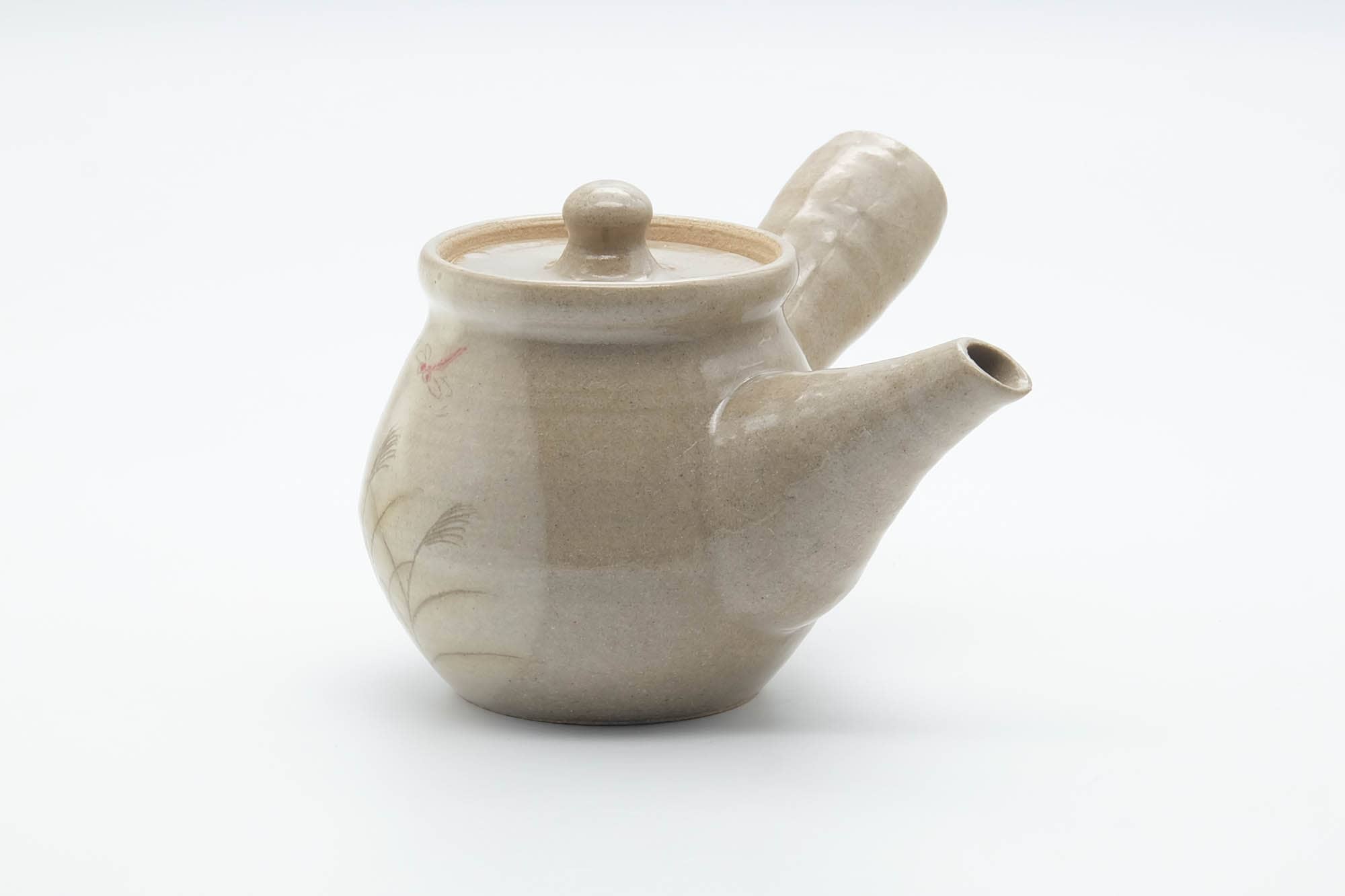 Japanese Kyusu - Floral Beige Glazed Ceramic Filter Teapot - 250ml