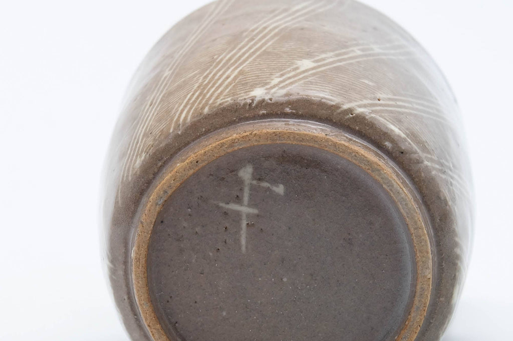 Japanese Teacup - Grey Glazed Spiraling Yunomi - 200ml