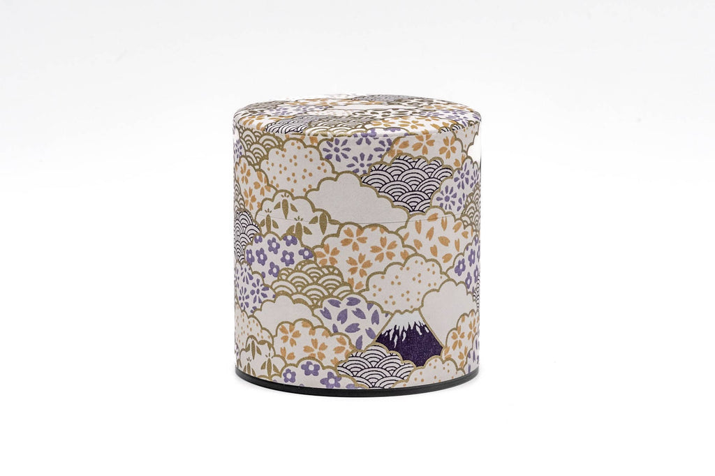 Mt. Fuji Floral Clouds Washi Tea Canister - 100g