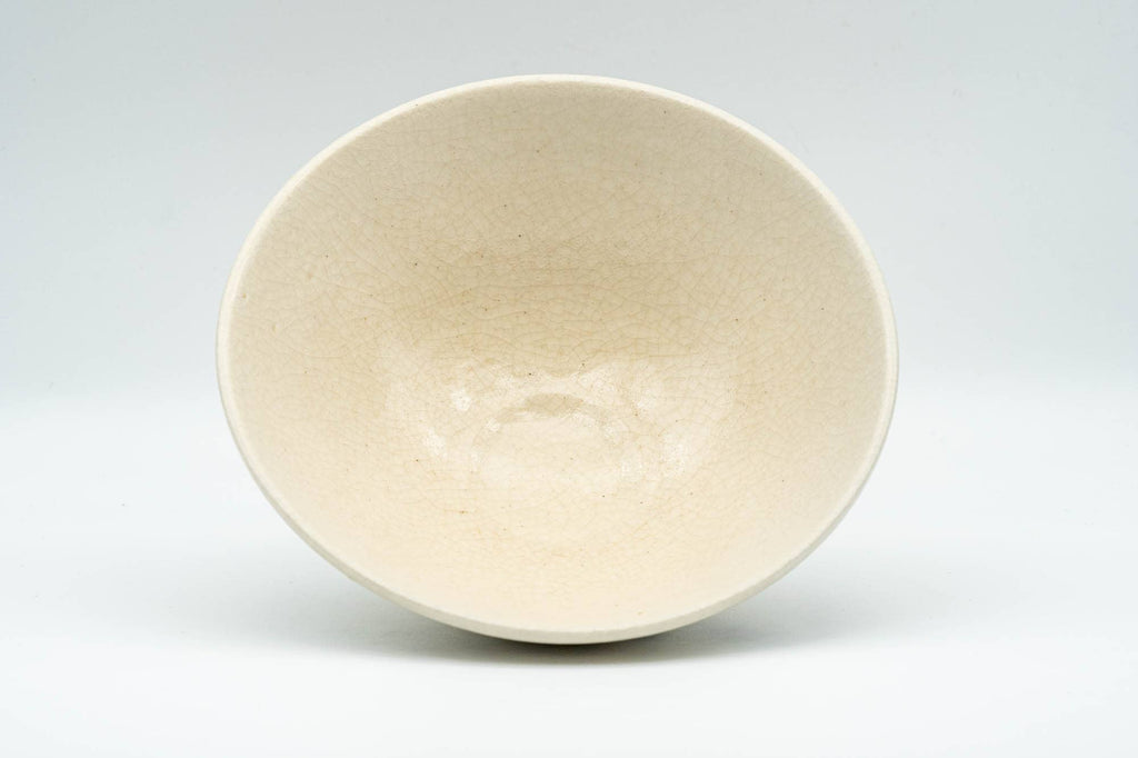 Japanese Matcha Bowl - Long Grass White Shino Glazed Hira-gata Summer Chawan - 150ml