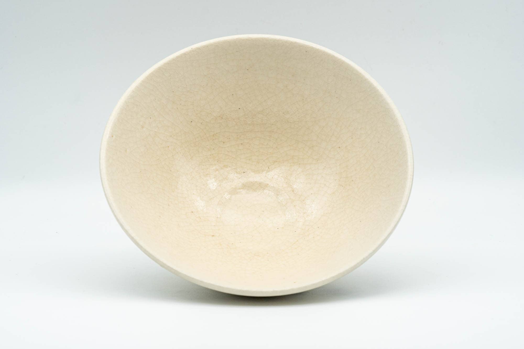 Japanese Matcha Bowl - Long Grass White Shino Glazed Hira-gata Summer Chawan - 150ml